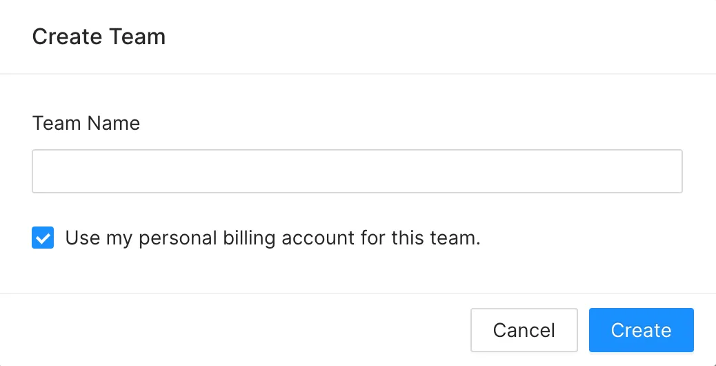 Create team form in the Upstash Console