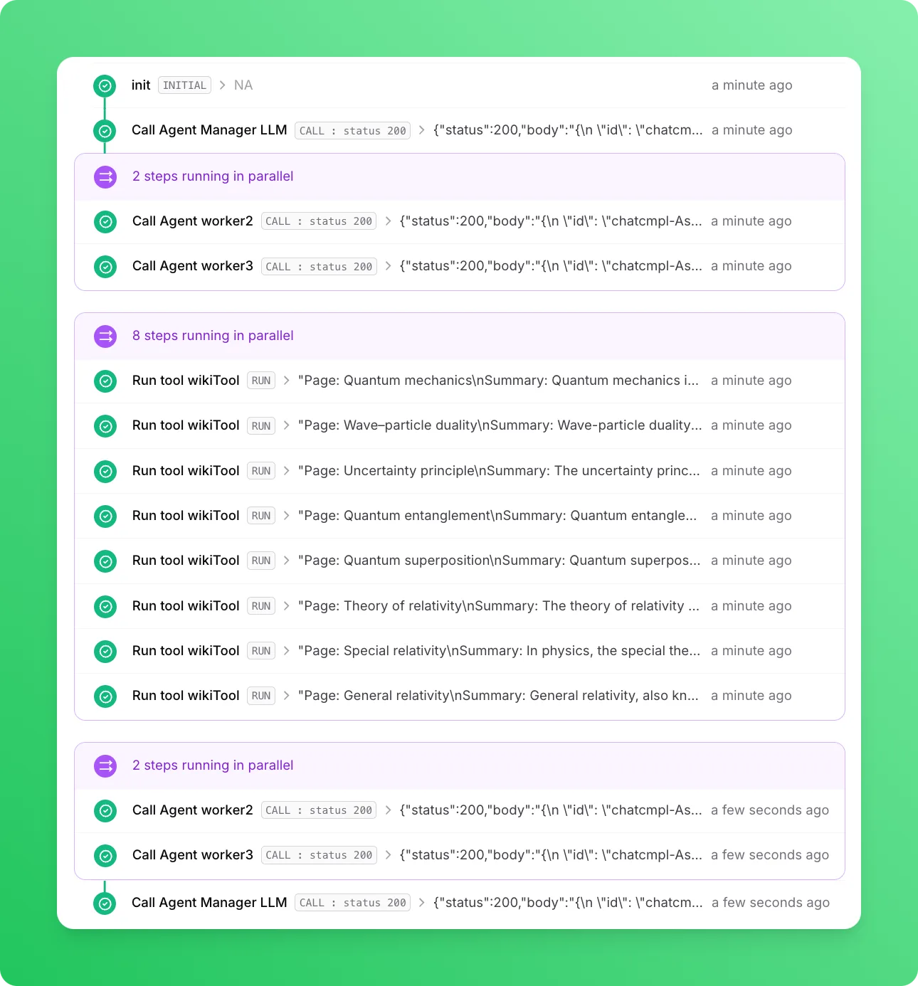 Orchestrator manager workflow logs
