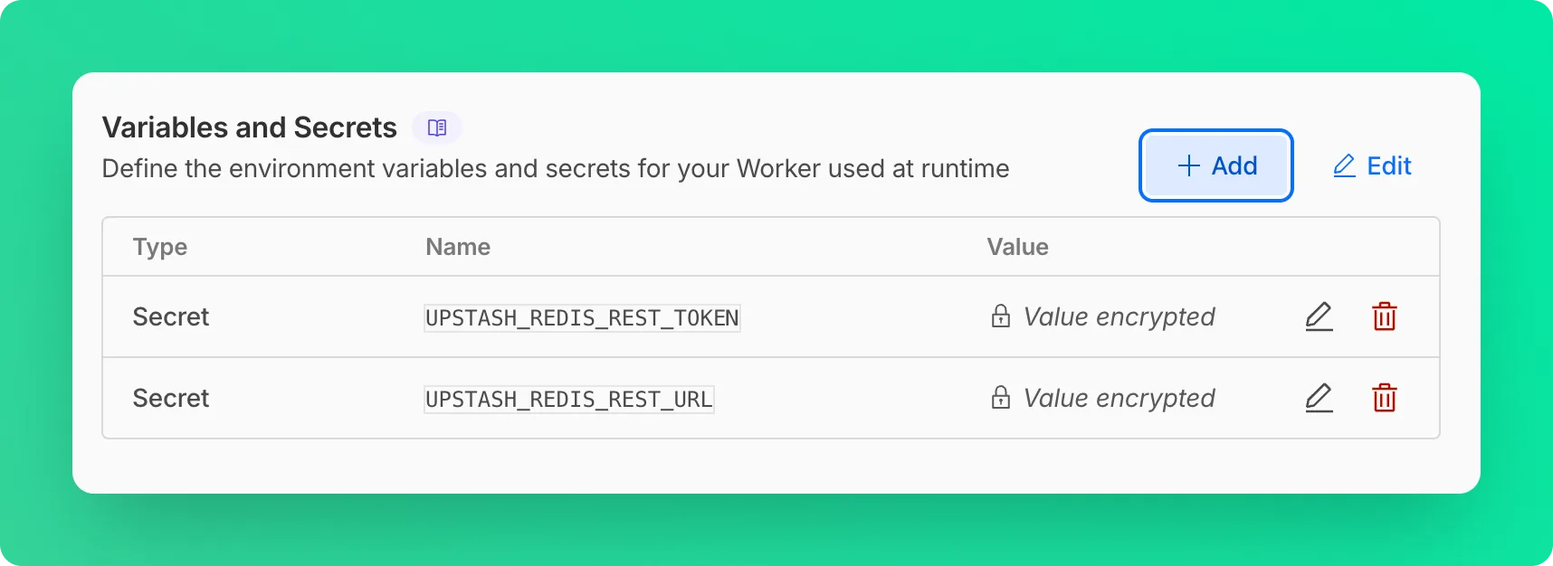 Redis secrets in Cloudflare Workers
