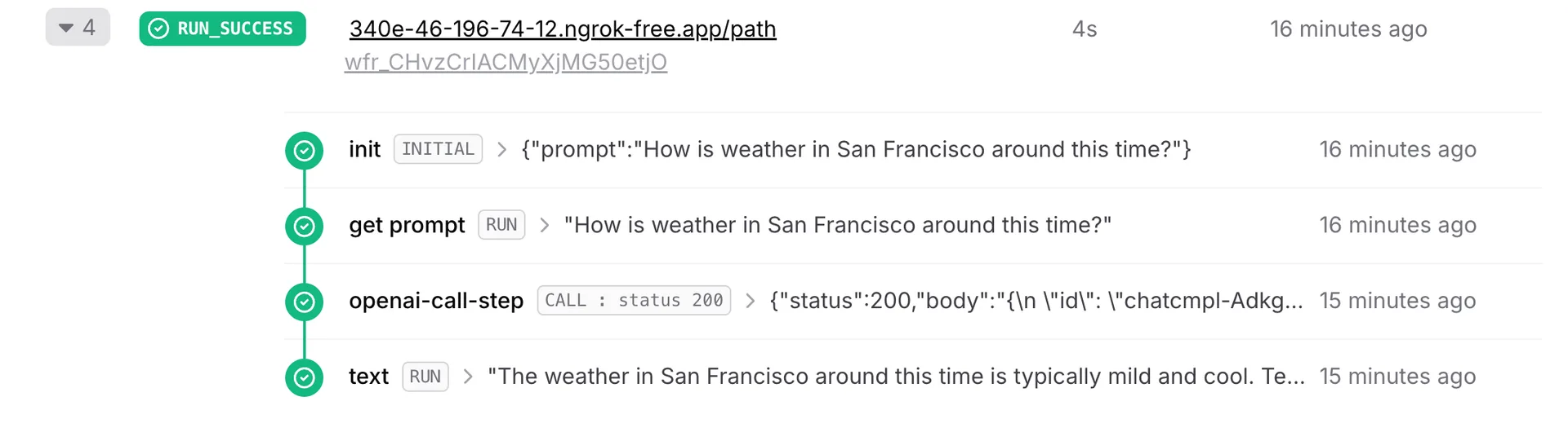 Workflow logs in dashboard