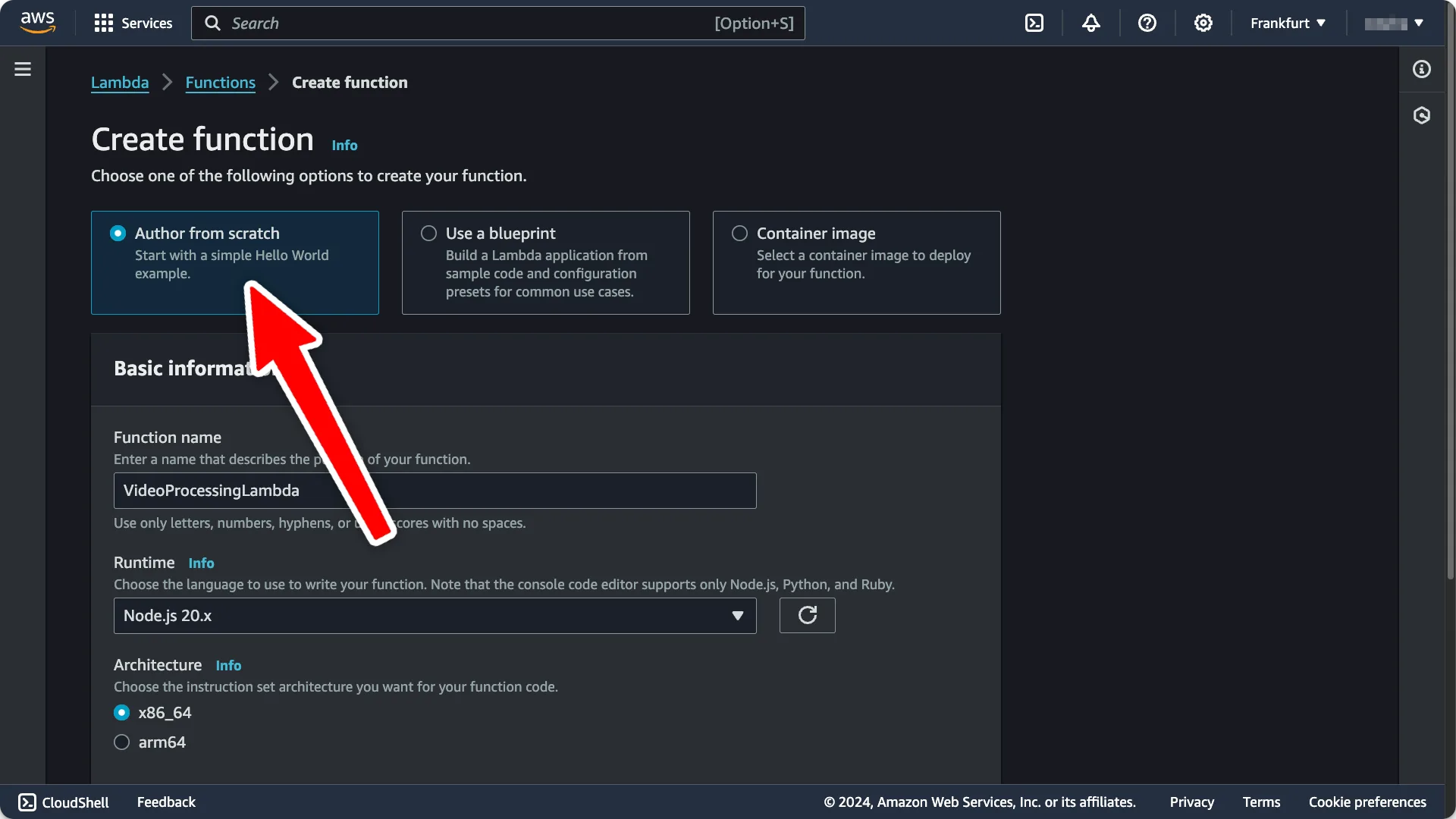 Create an AWS Lambda function