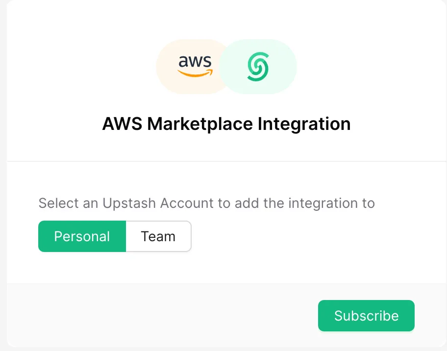 Select an account for the AWS Marketplace subscription